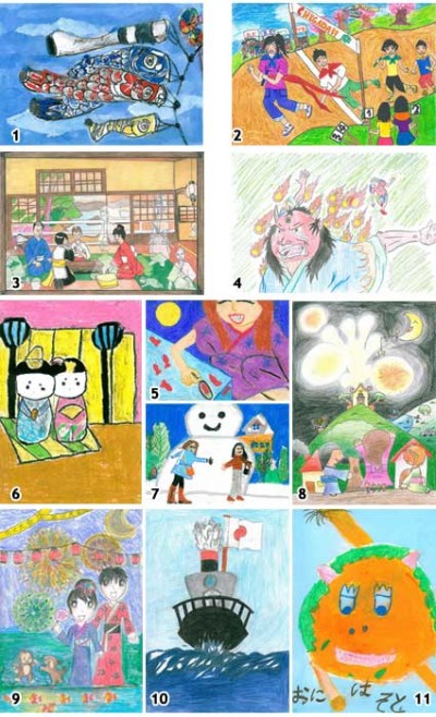 11 desenhos escolhidos para iustrar o calendário de 2011 juntamente com o desenho vencedor
